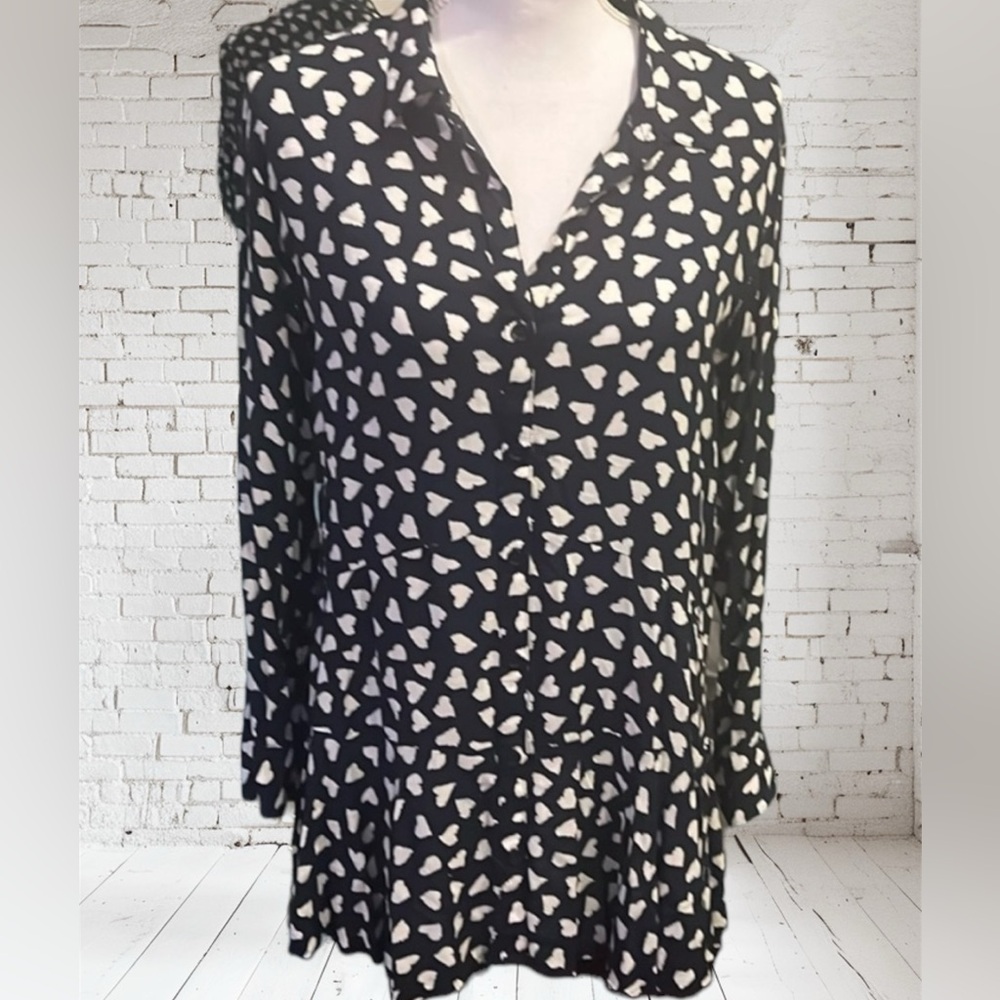 Anthropologie Navy Tunic with white hearts